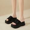 Women's Thick Heel Slippers Summer New Beach Slippers Outdoor Casual Platform Sandals Shiny Sequins Slippers for Women