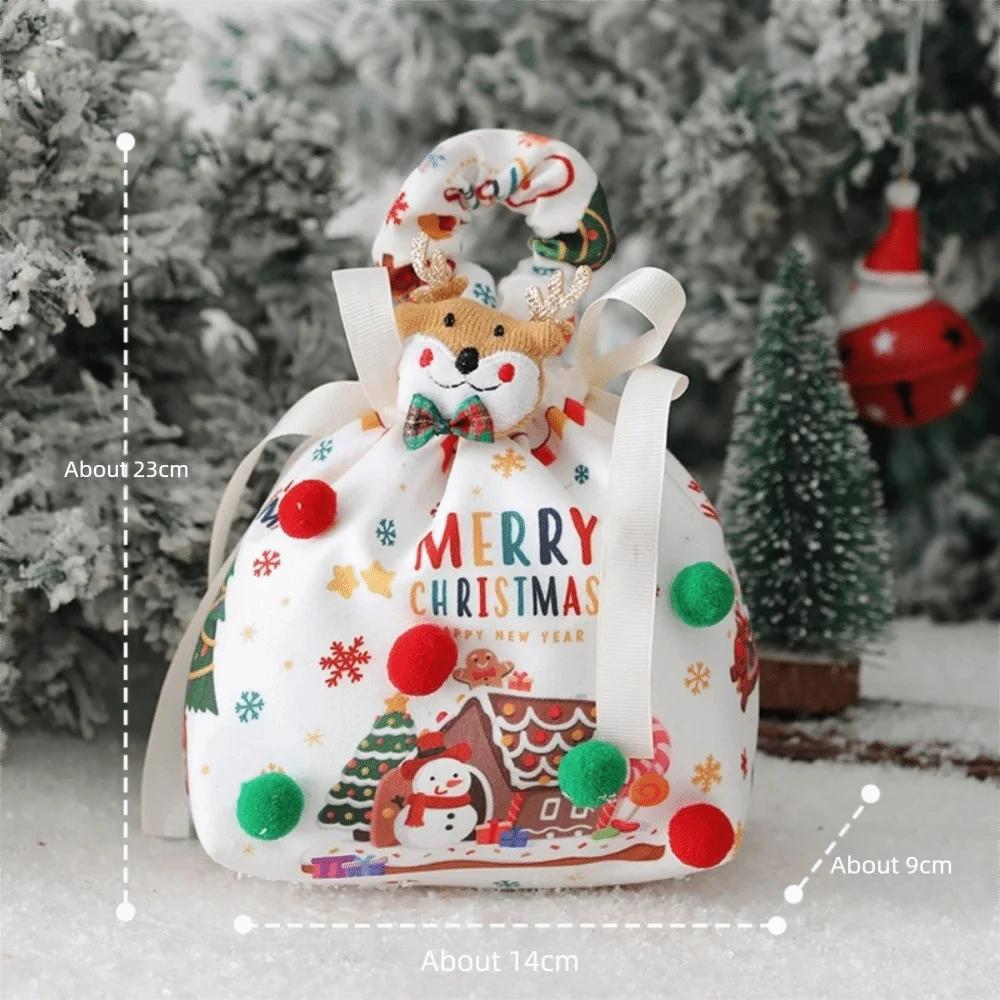 Santa Claus Christmas Eve Snack Packaging Bag Elk Snowman Reusable Christmas Wrapping Bags Drawstring Tote Bag