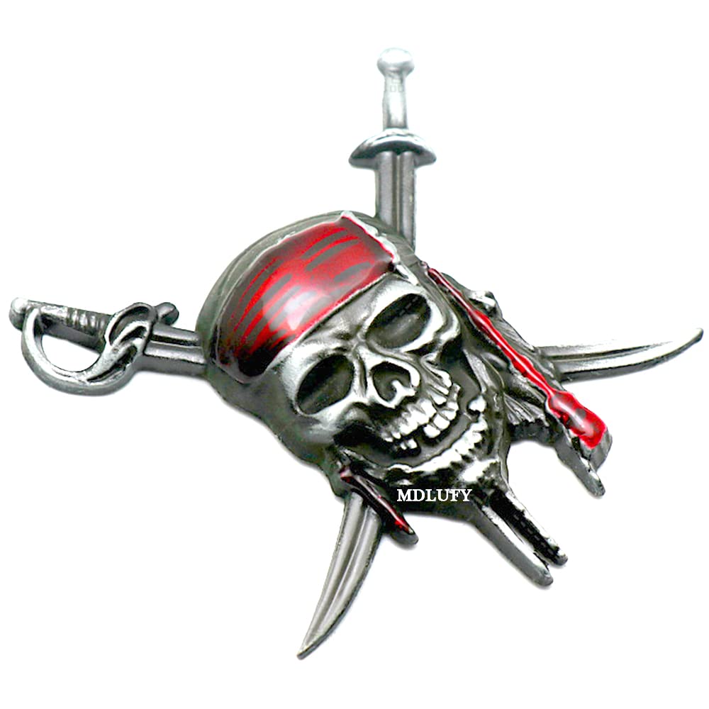 MDLUFY Autoaufkleber 3D Metall Emblem Fluch der Karibik Captain Jack Autoemblem