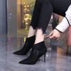 Short Boots 2026 Autumn-winter New Style Pointedtoe Lowheeled Nude Boots with A Back Zipper Large Size Women's Boots