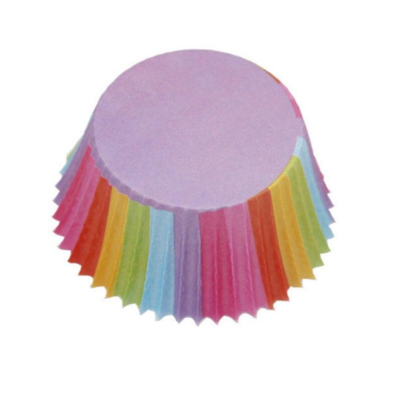 100Pcs Lovely Rainbow Cupcake Muffin Paper Case Party Baking Cake Cup Kitchen Tool Party Supplies