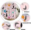 Mid Century Atomic Cat Shower Curtain Pink Gray Blue Modern Abstract Geometric Black Cat Retro 50S Fabric Bathroom Decor Curtain