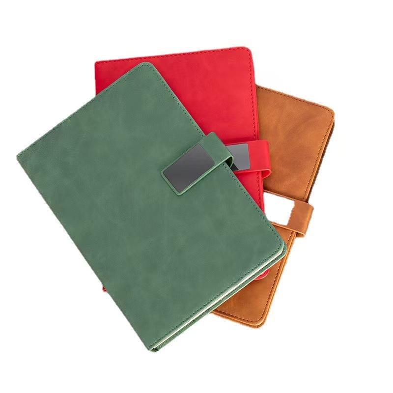 A5 Size Business Notebook with 80g Beige Paper Lined Magnetic Buckle Hard Leather Cover Diary Journal in 6 Designs to Choose