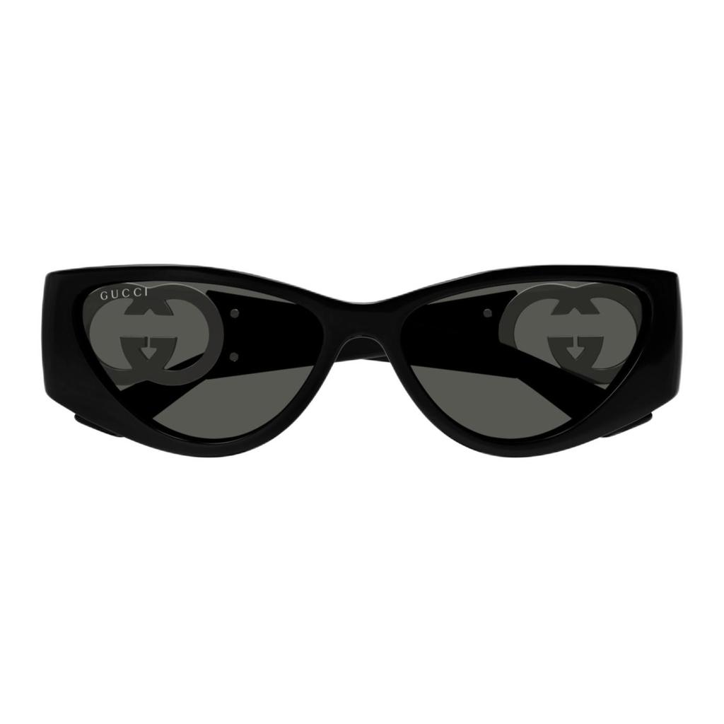 GUCCI Full Frame Detail Acetate Irregular Sunglasses Women's Black