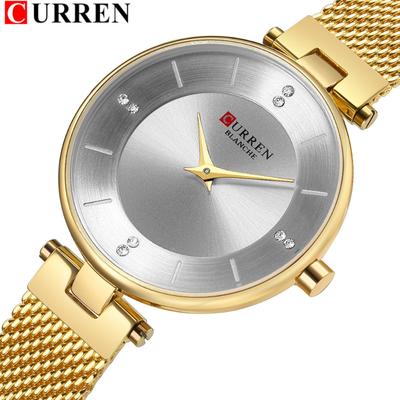 New Top Ladies Watch Quartz Stainless Steel Milanese Mesh Strap Watch Rhinestone Core Simple Ladies Watch