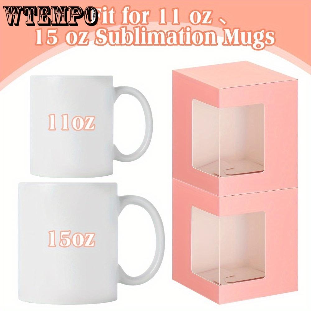 20pcs Pink Mug Boxes for Gifts Coffee Mugs Boxes Gift Boxes with Clear Windoe for Shipping Mugs Wine Glass Paper Treat Boxes Gift Packaging Box