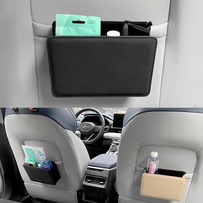 Caixa de armazenamento para porta lateral de carro, bolsa de couro PU para telefone, organizador de carro com vários bolsos, bolsa de armazenamento para pendurar no encosto do banco, lata de lixo multifuncional