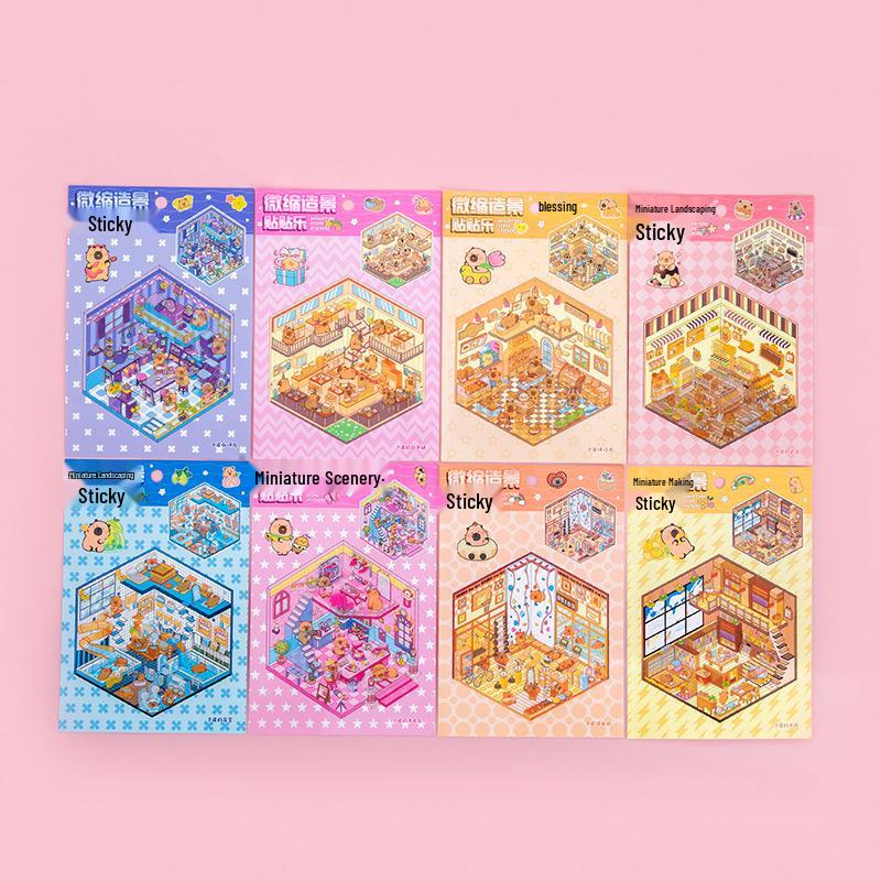 3D Miniature Diorama Stickers: DIY Stackable House Game for Kids