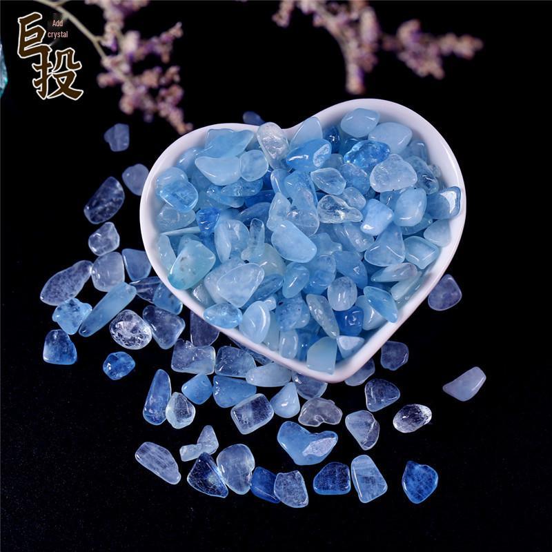 Natural Aquamarine Crushed Stone: Beryl Aquarium Decor & Children's Science Treasure