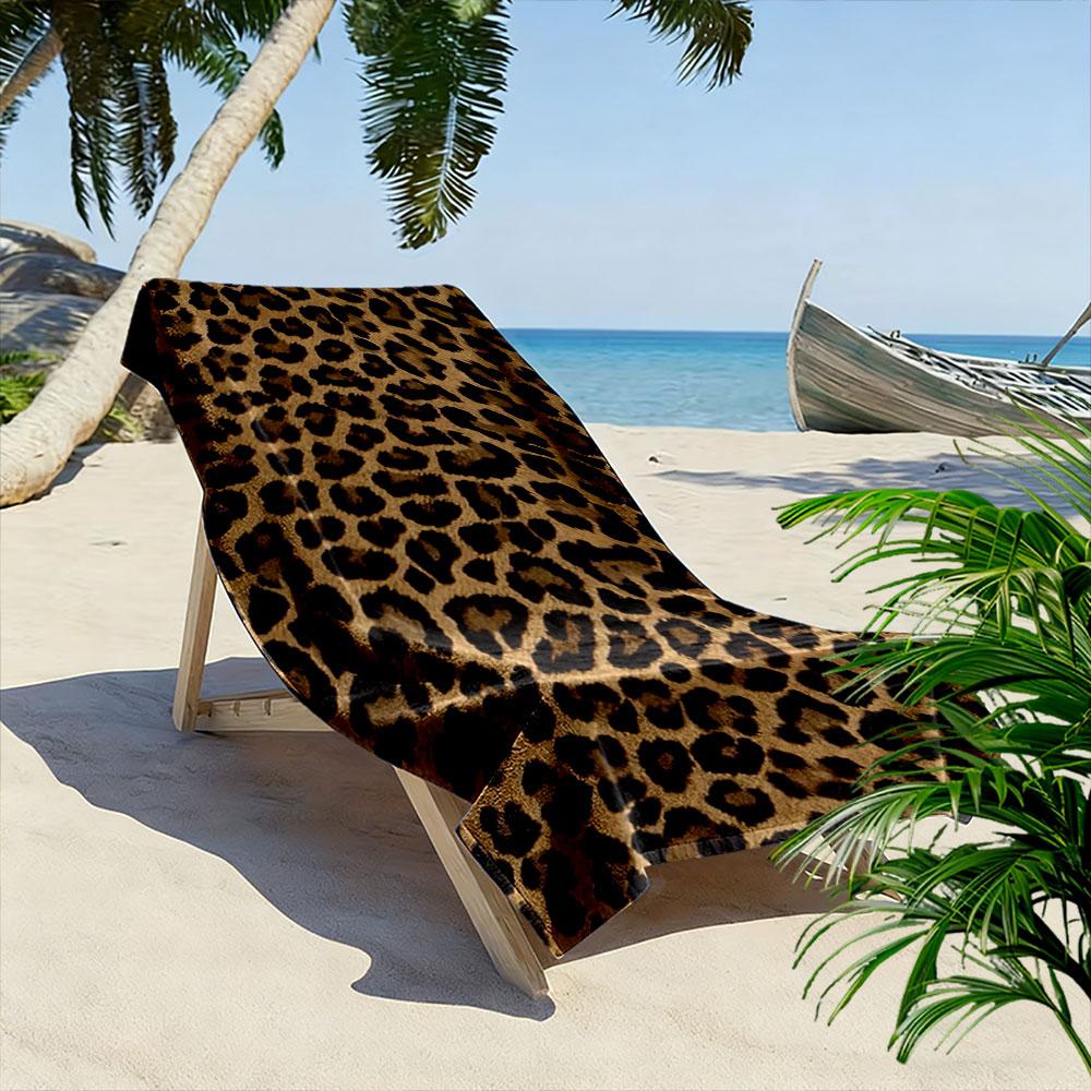 Goldener Wildleopard-Print Strandtuch, schnell trocknend, geeignet für Reisen, Outdoor-Sport, Joggen, den Strand und Schwimmen, Geschenk