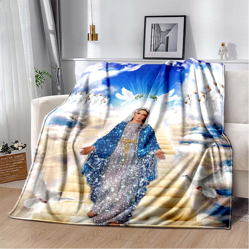 1 PC 3D printed flannel blanket (Our Lady of Guadalupe pattern) home blanket birthday gift. Customizable.