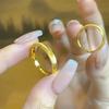 Light Luxury Couple Titanium Steel Ring Simple Cat's Eye Ripple Ring Cat Eye Plain Ring  Party