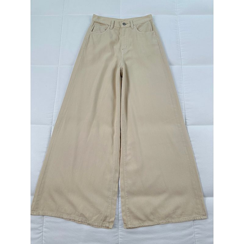 

Примерочная Весенне-летние тонкие выстиранные брюки с высокой посадкой свободного кроя Beige 28