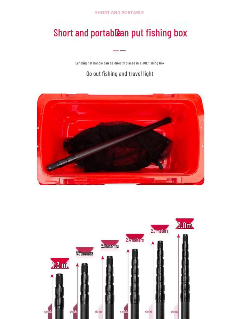 Manulife 3M Carbon Sky Canopy Portable Telescopic Fishing Net Pole