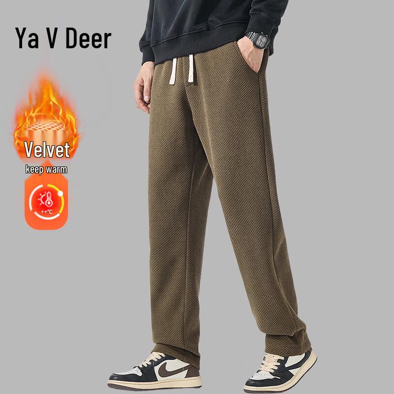 Men s Fleece-Lined Straight-Leg Casual Pants 3XL