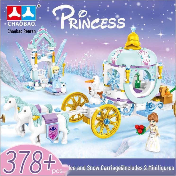 Princess Castle Carriage Puzzle: Snowy Building Blocks for Girls