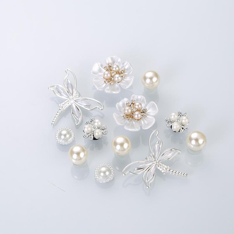 Luxury Crystal Sliver Dragonfly Shoes Charms Set Summer 2026 White Flower Pearl Clogs Accessories DIY Woman's Shoes Decorations