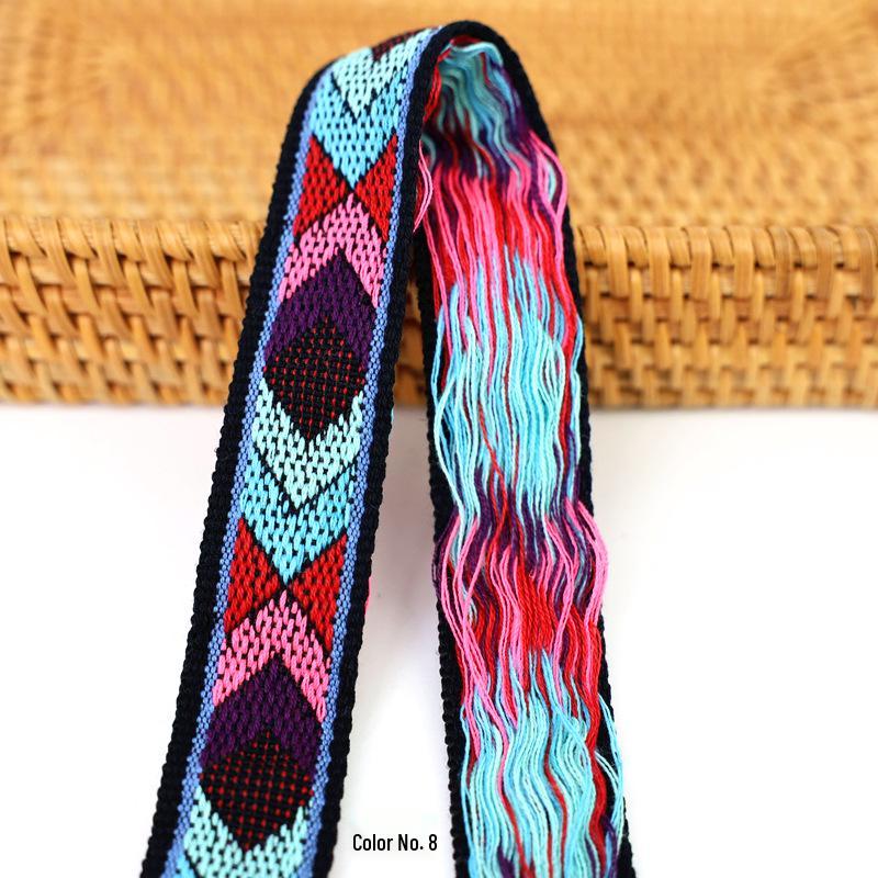 Colorful Ethnic Jacquard Ribbon for Clothing, Shoes, Hats, Packaging, and Decorative Accessories (30-34mm Wide)
