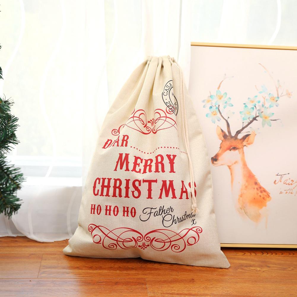 

Christmas Gift Bag, 1pc Large Linen Drawstring Xmas Goodie Bags Christmas Apple Bag Candy Bag Party Favor Bags for Xmas Party 64x47cm