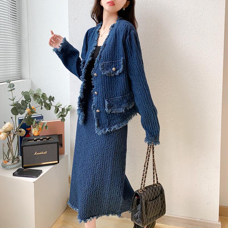 MOCANA Women's Tweed Jacket & Mid-length Skirt Set