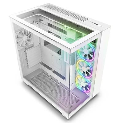 NZXT H9 Elite 2 sluoksnių vidutinio dydžio bokšto PC dėklas Grūdinto stiklo modelis Baltas CM-H91EW-01 CS8577 Baltas