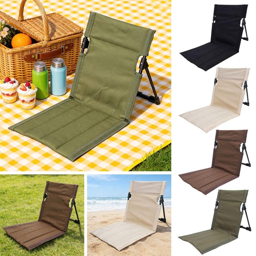 Backrest Cushion Foldable Camping Chair Lightweight Oxford Cloth Lazy Chair Back Support Outdoor Relaxing Chair