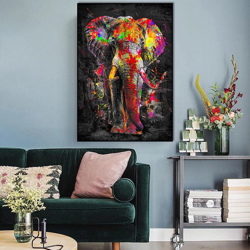 Pintura de Lienzo de León Colorido Abstracto Póster Moderno de Animales e Impresiones Arte de Pared Imágenes para Sala de Estar Decoración del Hogar