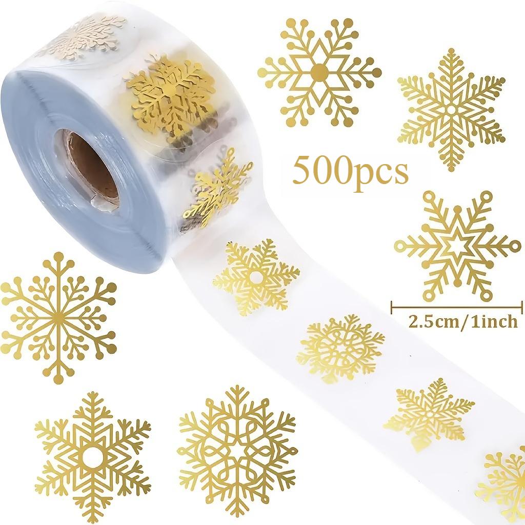 

500pcs Transparent Christmas Snowflake Sealing Stickers Non Sticky Golden Snowflakes Gift Wrapping Cards Holiday Party DIY Decor 500pcs золотий