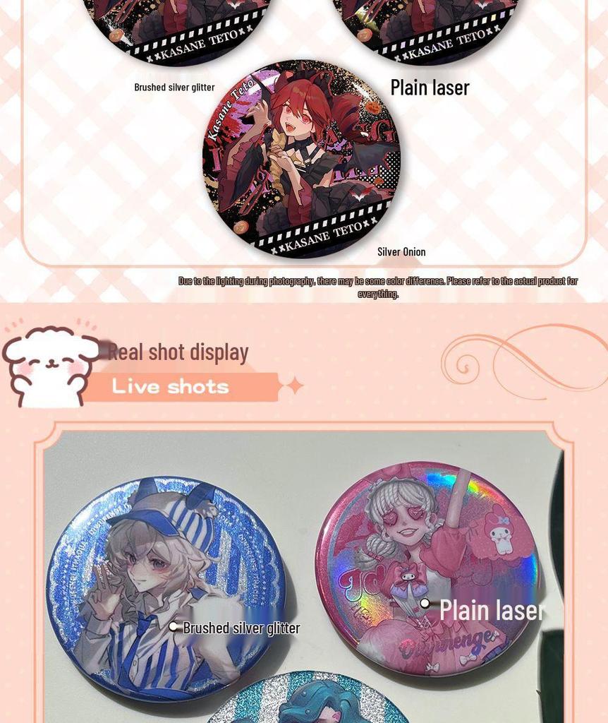 Two-dimensional Kasane TETO Halloween Silver Glitter Button Badge & Acrylic Stand Fan-made Brooch Gift