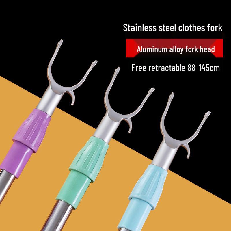Stainless Steel Retractable Clothes Drying and Retrieval Pole for Home, Dorm, and Balcony.