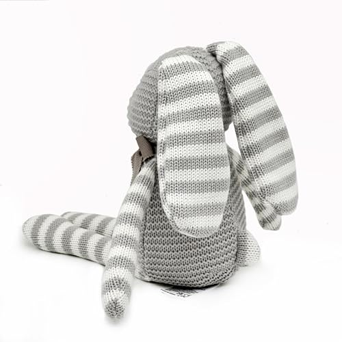 FLUFFYFUN 100% Organic Cotton Baby Toy Rabbit Plush Toy, 18cm (Gray)