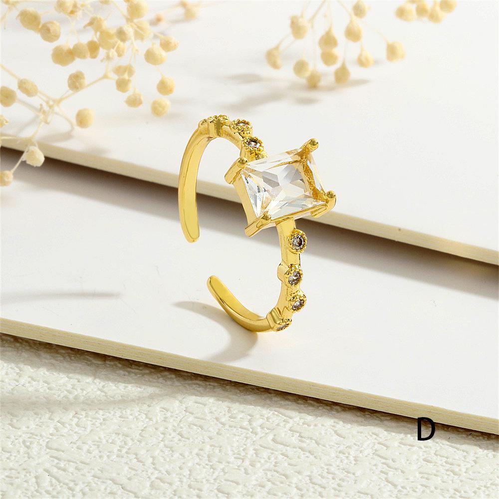 

18K Copper Zircon Ring - Elegant Hong Kong Style Three-Dimensional Design for Women Adjustable