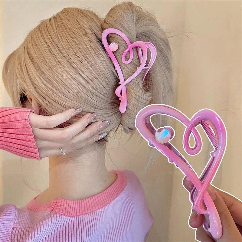 

Дофамин Розовый Необычные Металлические Сердце Стразы Когти Для Женщин Девушка Большая Заколка Для Волос Уникальные Осенне-Зимние Головные Уборы Новые Ювелирные Изделия