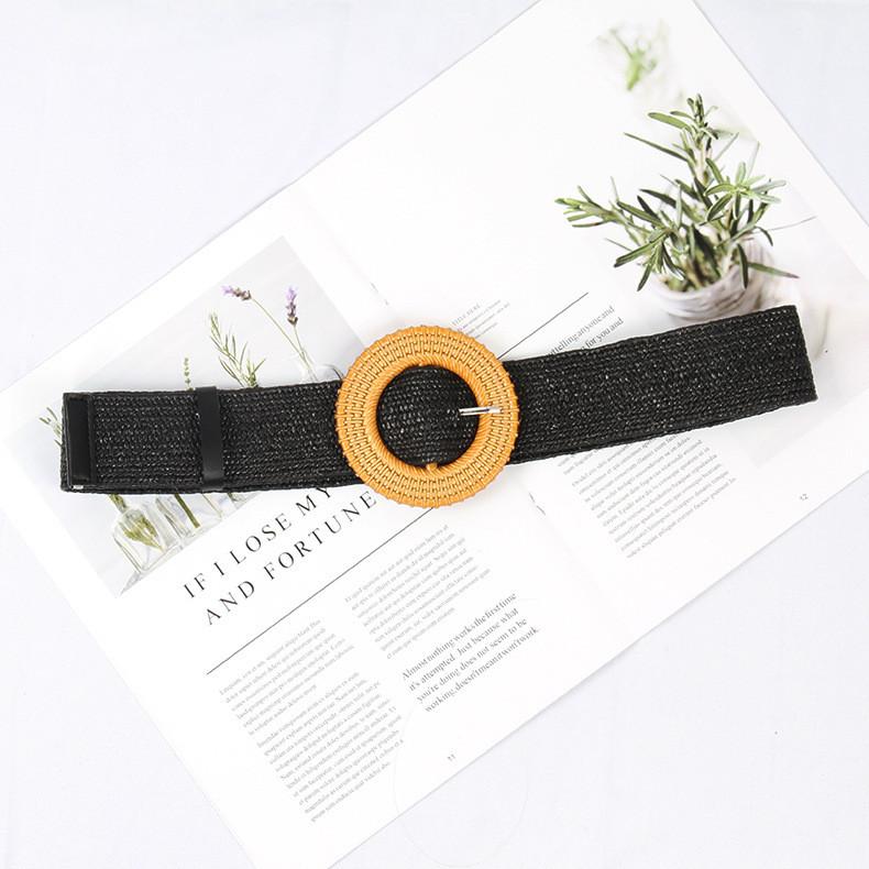 Waist Weave Rope Round Buckle Square Buckle Women Single Loop Waist Gift Belt