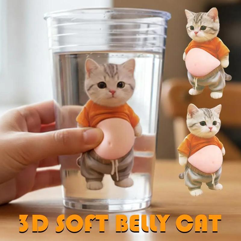 Cat 3D Belly Stickers Soft Silicone For Phone Case Car Decoration Children's Birthday Party Favor Festival Supplies Accessories