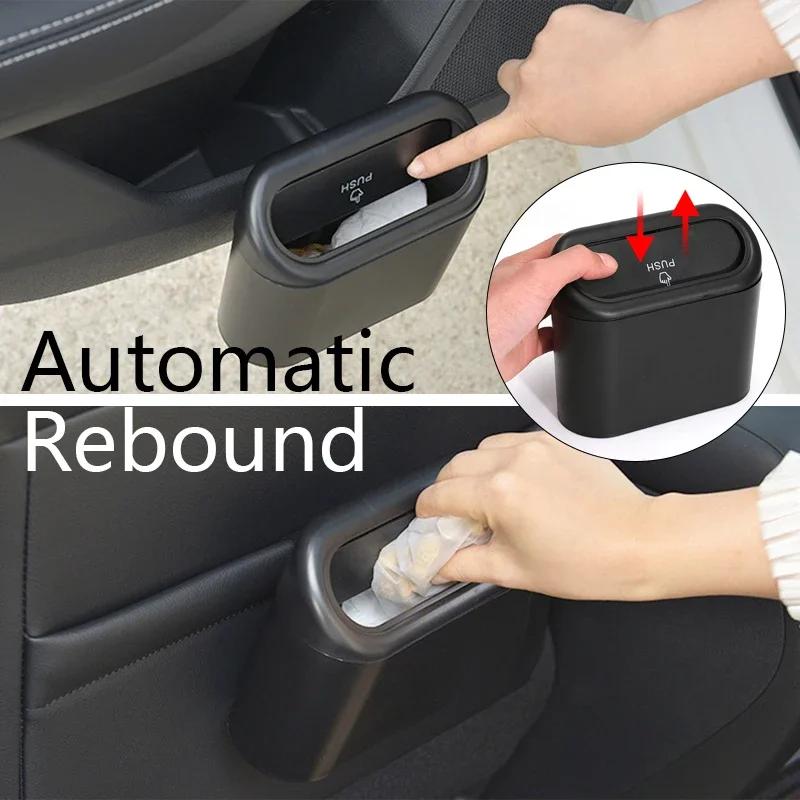 Hanging Car Trash Can ABS Square Pressing Trash Bin Vehicle Garbage Dust Case Storage Box Auto Interior Accessories for Car