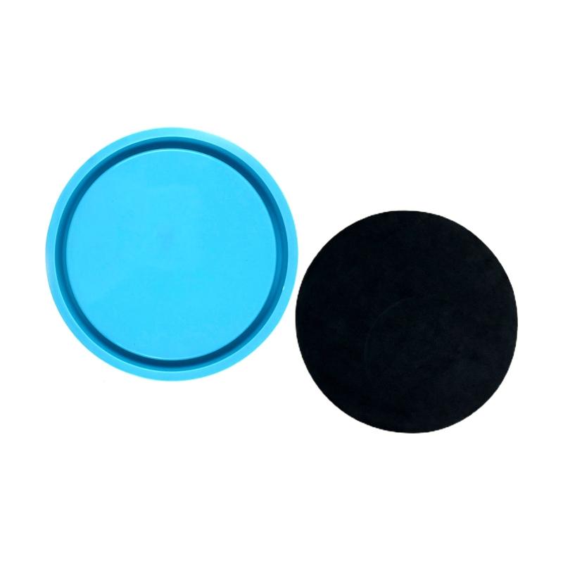 

DIY Tray Resin Molds Round Tray Silicone Molds for Jewelry Plate Dish Epoxy Resin Casting Home Decoration with Edges M синий
