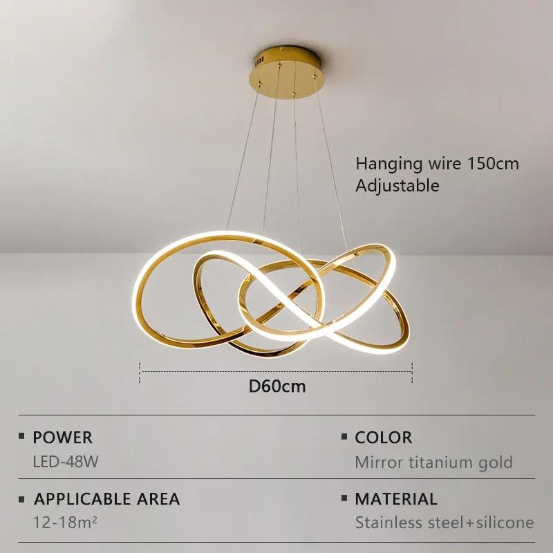 

Современные светодиодные подвесные светильники, креативная люстра из нержавеющей стали с регулировкой яркости, гостиная, вилла, обеденный стол, вестибюль, декоративное освещение Cold White-NO REMOTE