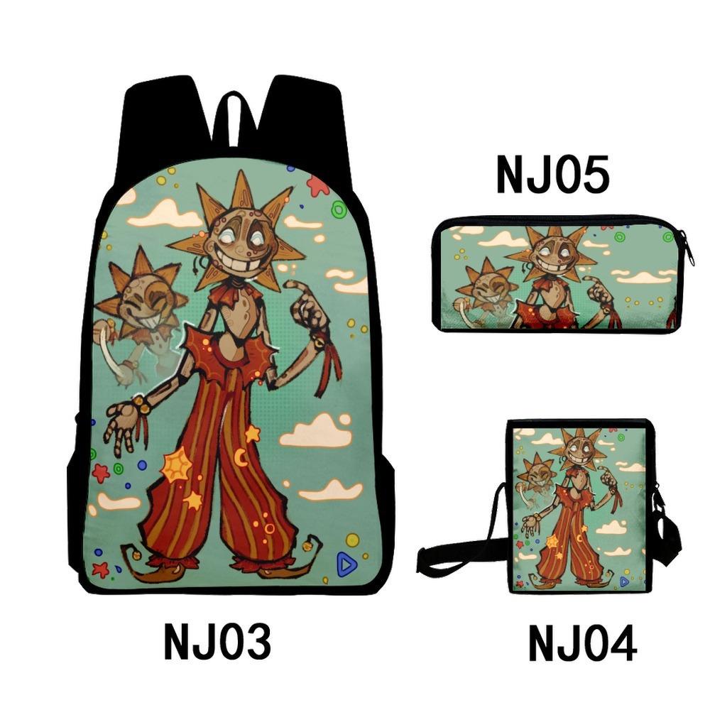 3Dsundropfnaf Backpack Student School Bag Crossbody Bag Pencil Bag Three-Piece Trend