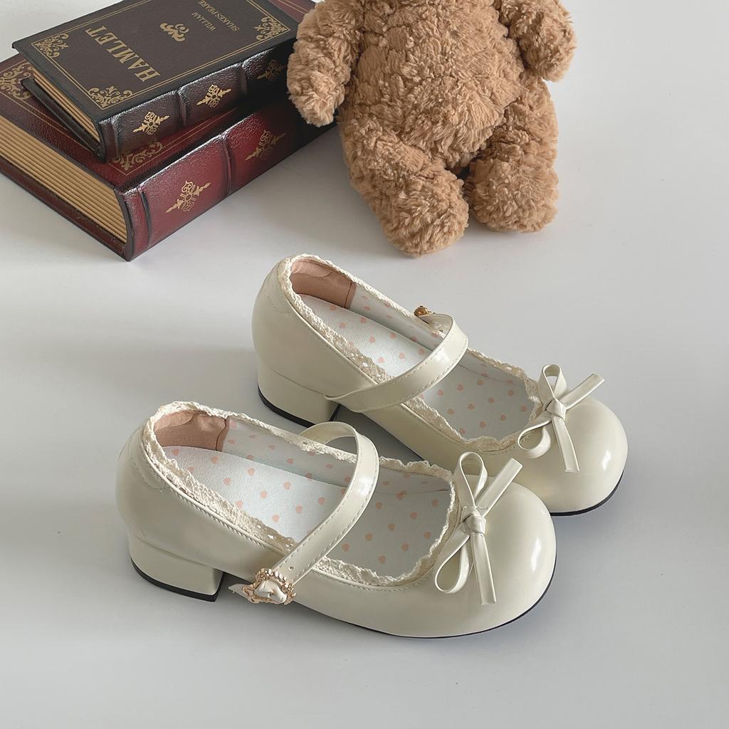 Versatile French ballet style thick heel heightening shallow mouth single shoes women's summer 2025 new skirt JK Mary Jane lo shoes