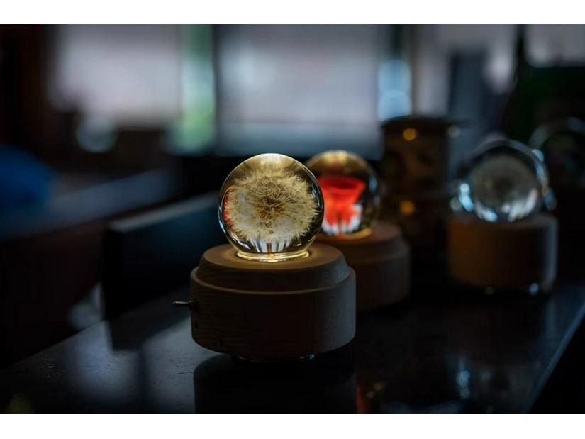 Crystal Ball Music Box Night Light: Multi-Pattern Warm Decor & Gift
