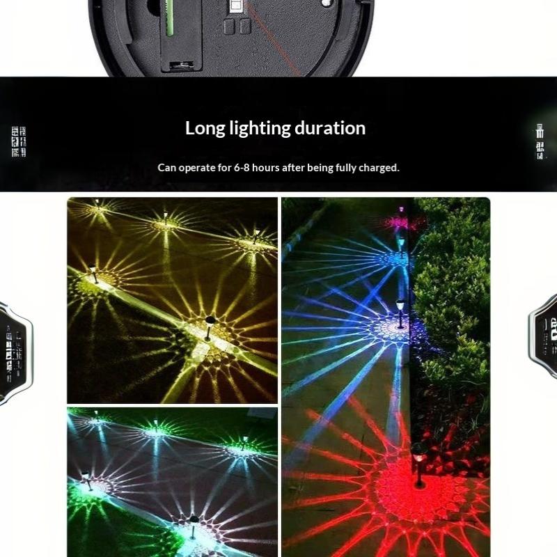 Outdoor Solar Pathway Lights RGB Color Changing Projection Dusk to Dawn for Yard Walkway Landscape Decoration