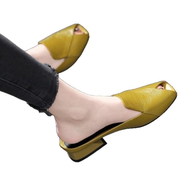 Low-heeled Fish-mouth Style Women's Shoes, New Arrivals, Large Size, Sandals, Slippers Devotion