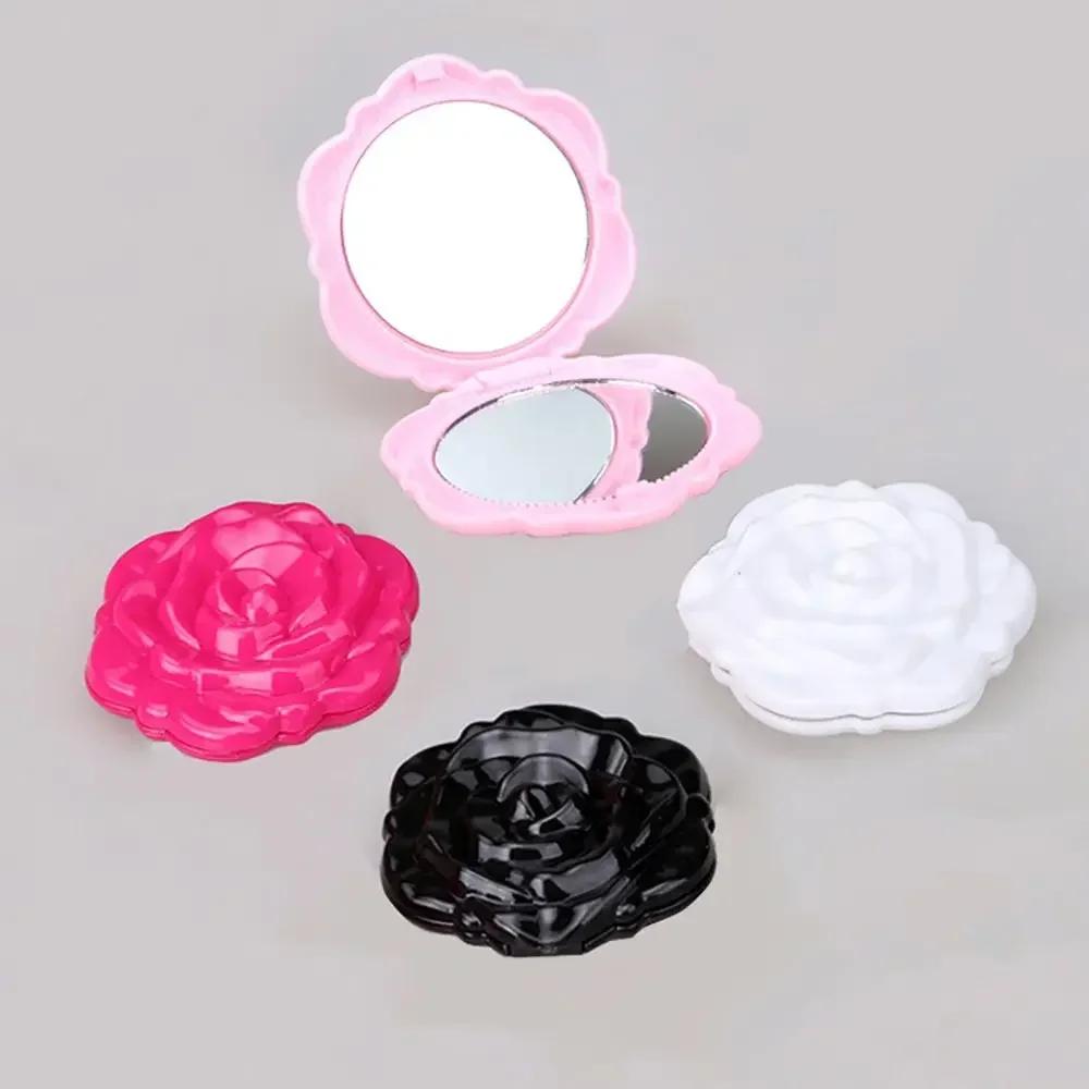 Pocket Rose Flower Makeup Mirror Vintage Folding Round Girls Small Hand Compact Light Mirrors Women Makeup Cute Comestics Tool
