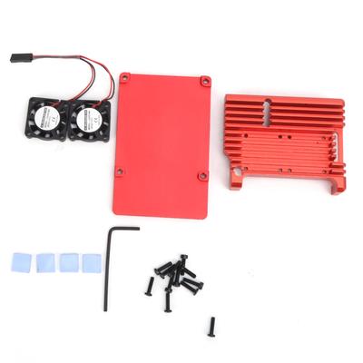 Boîtier en alliage d'aluminium avec accessoire de dissipation thermique à double ventilateur pour Raspberry Pi 4 B+