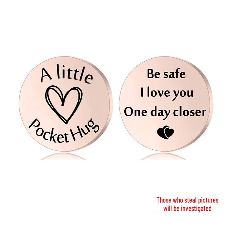Lucky Charm Motivational Coin: Engravable Stainless Steel Couple & Family Gift Ornament.