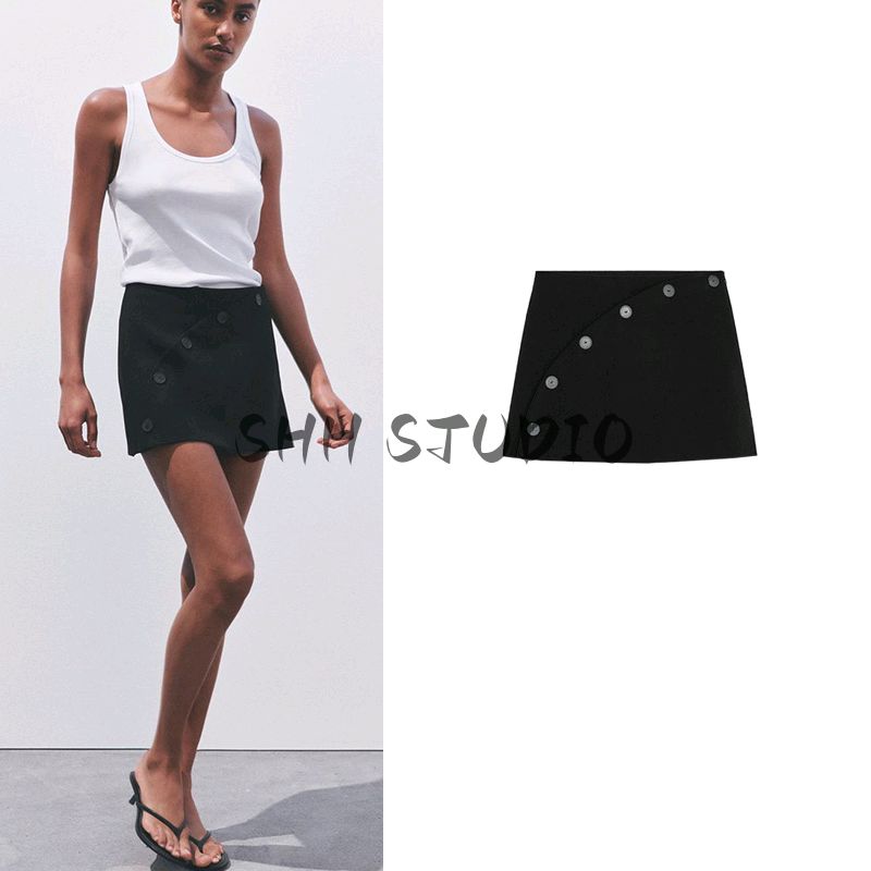 Spring and Summer New Women's Clothing American Style Minimalist Decorated Row Button Fashion City A- line Casual Culottes 2327791