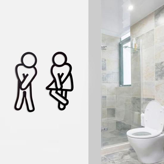 Men Women Bathroom Sign 2D Acrylic Restroom Door Sign Business Restaurant Office Hotel Washroom Wall Gender Identification Signage