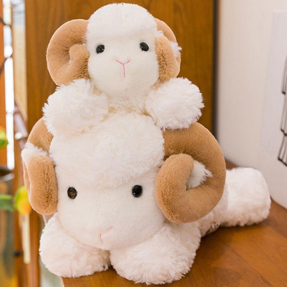 23/38cm Baby Goat&Cow Plush Doll Lying Big Horns Goat Toys Cute Animal Plush Toys  Room Decoration