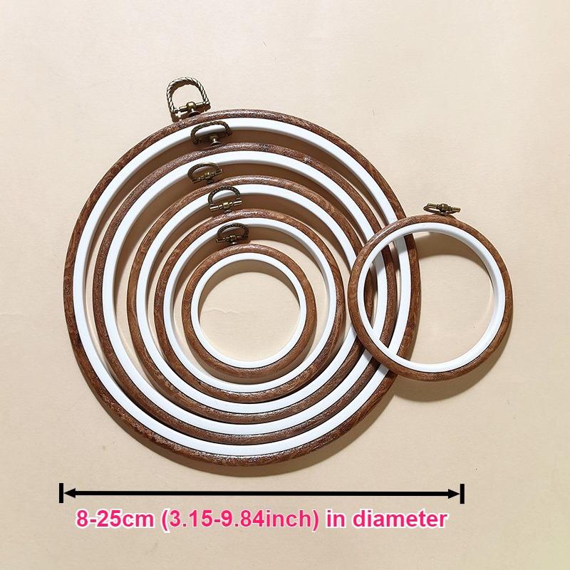 5/10/15pcs Round Embroidery Hoop Set with Faux Wood Design for DIY Embroidery Cross-Stitching Hanging Decorations Display Items